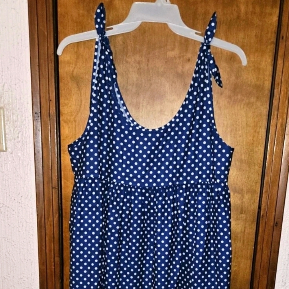 Maxi Sleeveless Plus Size 2XL Casual/Summer/Spring Dress Blue With White...